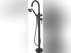 Tub Filler Freestanding Bathtub Faucet Black Floor Mounted Brass Bathroom Tub Faucets with Hand Shower 296
