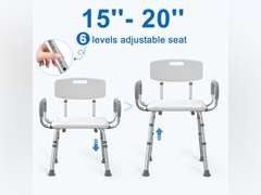 Shower Chair for Inside Shower with Arms and Back, FSA/HSA Eligible 500 lbs Heavy Duty Shower Seat for Bathtub, Height Adjustable Safety Bath Seat for Elderly, Adults, Handicap and Disabled 45