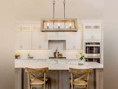Wood Chandelier, 3 Light Farmhouse Chandelier Light Fixtures, Rectangle Island Lighting for Kitchen Dining Room 206
