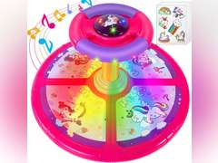 Unicorn Sit and Spin, GODELAIF Sit and Spin Toy 360 Spinning Stool Seat Sensory Toys Christmas Birthday Gift with Music & LED Lights for Toddlers Girls 2, 3, 4, 5 Years Old 46