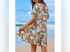 CUPSHE Women's Mini Dress Soft Tropics Short Sleeve Summer Dress,XL 40