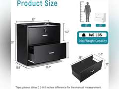 YORKING Wood Lateral File Cabinet with Lock, Storage Filing Cabinet with Full Extension Lockable Drawer Fits A4/Letter/Legal Size File Cabinets for Home Office Organizer, 2 Drawers 81