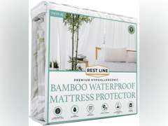 Rest Line Premium Bamboo Waterproof Mattress Protector TwinXL Size 39X80 - 100% Viscose from Bamboo, Hypoallergenic, Cooling Mattress Pad Cover, Soft & Breathable Fitted Sheet Style up to 18" Deep (similar model) 40