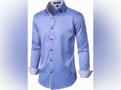 Men's Stretch Multi-Use Long Sleeve Dress Shirts Party Prom Wedding Shirts with Slight Sheen, size XXXL 16
