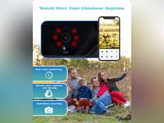 Automatic Chicken Coop Door with HD Camera, Solar Powered, 5000mAh Battery, WiFi Enabled, APP-Based Monitoring, Remote Control and Timer, with Anti-Trap Sensor and Alarm Drive(Black) 170