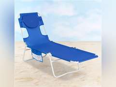 WEJOY Tanning Beach Chair with Face Arm Hole Folding Patio Chaise Lounge Chair with Adjustable Backrest,Padded Pillow, Side Pocket,Carry Strap for Outside Patio Poolside Lawn Camping Sunbathing Blue+face Hole 80