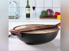 Wok - Traditional Hand Hammered Carbon Steel Pow Wok and Steel Helper Handle-13.7inch 128