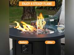 BALI OUTDOORS Fire Pit Wind Guard, 18.5 x 18.5 x6 Inch Clear Tempered Glass Flame Guard with Hard Aluminum Corner Brackets, Fits for Round Outdoor Fire Pit 80