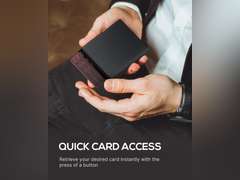 Mens Wallet Card Holder - Smart Wallet for Men, Pop Up Card Case, Top Grain Leather, RFID Blocking, Slim, Minimalist, Ultra Thin, Front Pocket, 9-14 Card Capacity | ID Window | Cash Slot (Black) 40