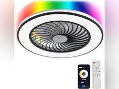 Low Profile Ceiling Fans with Lights, 22 Caged Modern Flush Mount Ceiling Fan with LED Light, Housing Finish Black, RGB Back Light (similar model) see pictures 160