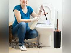 Black Bathroom Accessories Set 9 Piece - Trash Can, Soap Dispenser and Dish, Toilet Brush, Toothbrush Holder, Tumbler, Tray, Cotton Swab Container, Countertop Organizer Decor and Housewarming Gift 40