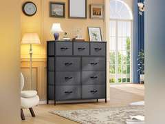 (Similar)9 Drawers Dresser for Bedroom, Fabric Storage Tower for Living Room, Entryway - Sturdy Steel Frame, Wooden Top & Easy Pull Fabric Bins 55
