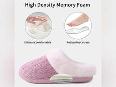 Evshine Warm Knit House Slippers for Women Comfy Wool-Like Lined Chenille Slippers with Memory Foam and Indoor Outdoor Soles, size 8-9 11