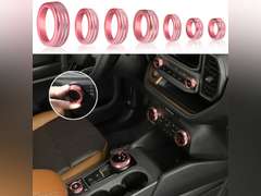 SENSHINE Air Condition, Vent Knob Cover for 2021 2022 2023 2024 Ford Bronco Sport Accessories AC Climate Headlight Contorl Volume Tune Switch Ring 4WD Knob Gear Shift Switch Knob Covers 11Pcs (Pink) 35