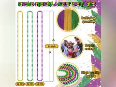 100PCS Mardi Gras Beads, Green Purple Gold Metallic Mardi Gras Beads Necklaces Accessories Bulk, Mardi Gras Carnival Beads Necklace Accessories for Parade Throws Party Decorations Supplies Favors(2 colors) 19