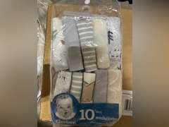 Damaged pack, Gerber Baby 10-Pack Terry Washcloths, Bear Green, One Size 10