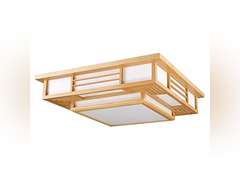TFCFL Wood Square Tatami Ceiling Light Fixture, Japanese Style LED Light with Remote Ceiling Hanging Flush Mount Loft Close to Ceiling Lamp for Living Room Bedroom (Style 3-45 x 45 x 13CM) 68