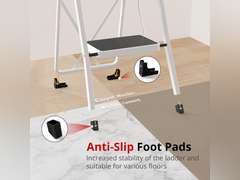 HBTower Step Ladder Folding Step Stool for Adults with Anti-Slip Pedal,330 lbs Capacity for Kitchen, Home,White 55