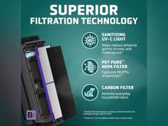 GermGuardian 5-In-1 HEPA Air Purifier for Home, Pet Air Purifier with HEPA Air Filter & UV-C Light, AC4300BPTCA, 743 Sq. Ft., 22' Tower, Black 100