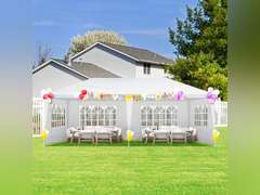 (Similar)10'x20' Outdoor Canopy Tent, Party Tent with 4 Removable Sidewalls, Event Tents for Parties, Outside Waterproof Wedding Canopy for Birthday, Holiday (White,10x20FT-4Sides) 110