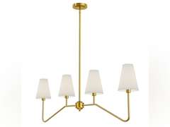 Electro bp;47" W 4-Light Linear Kitchen Island Lighting Fixture Classic Chandeliers Polished Gold with White Linen Shades for Dining Table,E12,160W 130