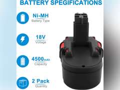 18V 4500mAh 2Pack Ni-MH BAT181 Battery for Bosch BAT180 BAT181 BAT025 BAT026 BAT160 BAT189 PSR18 VE-2 GSR VE-2 GSB18 VE-2 13618 22618 23618 1644K 1662B 3860CK 53