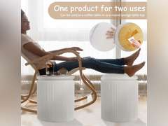Set of 2 Round Storage Ottoman, Multifunctional Storage Ottoman with Lid and Soft Corduroy Padding, Footrest for Living Room and Bedroom, Vanity Stool for Makeup 80