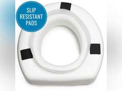 HealthSmart Raised Toilet Seat Riser That Fits Most Standard (Round) Toilet Bowls for Enhanced Comfort and Elevation with Slip Resistant Pads, 15x15x5 28