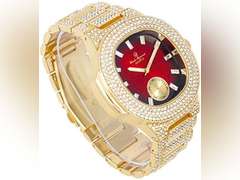 Charles Raymond Blinged Out Oblong Case Metal Mens Watch with Blinged Out Bracelet Set - 8475BM 30
