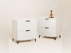 (Similar)Fluted Nightstand Set of 2 with 2 Drawers, Side End Table, Small Accent Storage Cabinet,Modern Night Stand Bedside Table for Bedroom,White 130