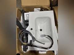(Similar)Laundry Room Sink,28 18.5 32 Ceramic Utility Sink,Freestanding Sink With Cold And Hot Water Faucet, Hoses And Drain Kit For Laundry Room,Basement,Outdoor And Indoor 160