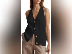Women Sweater Vest Tops Sleeveless Button Down V Neck Knit Tank Top Slim Casual Cardigan Vest, XL 27