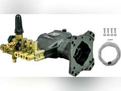 AAA 90034 Horizontal Triplex Plunger Replacement Pressure Washer Pump Kit, 4400 PSI, 4.0 GPM, 1" Shaft, Includes Hardware and Siphon Tube, for Industrial Gas Powered Machines, Black 284