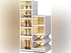 6 Tiers Stackable Shoe Storage Organizer bins open front, Space Saving Shoe Rack Holder Boxes,Moving Cabinet Bins Sturdy, Clear 30