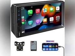 Double Din Car Stereo with Bluetooth,7 Inch Touch Screen Car Stereo,MP5 Car Radio Touchscreen with Backup Camera,Remote Control,Support Mirror Link,USB/TF/AUX/SWC,AM/FM Car Audio Receivers 50