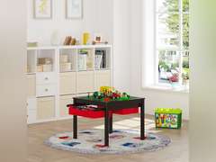 UTEX 2 in 1 Kids Construction Play Table with Storage Drawers and Built in Plate (Espresso) 87
