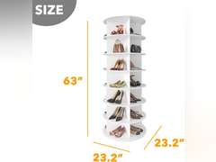 SpaceAid 7 Tier Rotating Shoe Rack Tower, Spinning Shoe Display Lazy Susan, Revolving 360 Shoe Rack Storage Round Carousel, Vertical Handbag Rotate Shoes Closet Organization (7-Tier White) 131