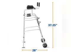 Medline Upright Walker with 5 Dual Wheels, Forearm Walker with Armrests, Height Adjustable, 300lb Weight Capacity 90