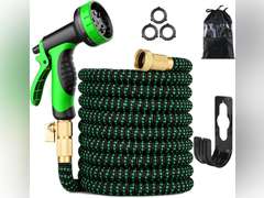 100 ft Expandable Garden Hose - Kink Free Flexible Water Hose 100ft with 10 Pattern Spray Nozzle, 3/4 Solid Brass Connectors, Retractable Lightweight Expanding Hose 44