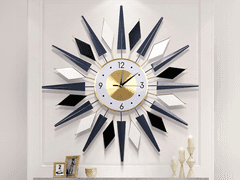 Large Wall Clock Metal Decorative Wall Clocks Silent Non-Ticking Modern Big Clocks for Living Room Dining Room Bedroom Decor,Blue Black White 75