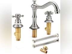 Antique 3 Holes 2 Knobs Tub Spout Basin Bathroom Sink Waterfall Faucet Widespread Hot Cold Mixer Tap - ( Color: 03 ) 265