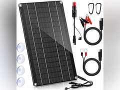 Saillong 10W 12V Solar Car Battery Charger Maintainer, Waterproof Solar Panel Portable Solar Trickle Charger with Cigarette Lighter Plug Alligator Clip for Car Motorcycle Boat Marine RV 19