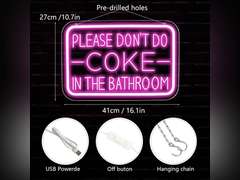 Please Don t Do Coke in the Bathroom Neon Sign Wall Decor LED Bedroom Dorm Office Wall LED Neon Light Brightness,Light Up Sign for Party Decor,Bathroom,Christmas Gifts 23