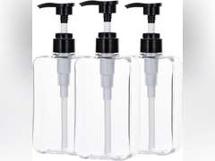 Yebeauty Pump Bottle Dispenser, 3 Pack 10oz 300ml Clear Refillable Shampoo and Conditioner Bottles Dispenser, Empty Plastic Shower Hand Soap Dispenser Lotion Container for Bathroom Kitchen 10