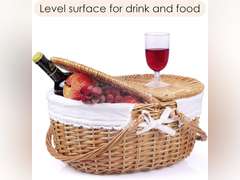 Wicker Picnic Basket with Lid and Handle Sturdy Woven Body with Washable Lining for Easter,Mother's Day,Outdoor Camping 38