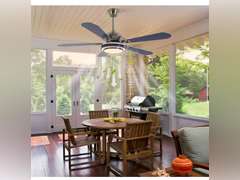 52 in. Indoor Blue and Silver Mute Ceiling Fan for Dining Room Bedroom with 3-Color Integrated LED Light and Remote 150