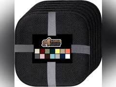 GORILLA GRIP Slip Resistant Chair Cushions, No Ties Required, Set of 6 Memory Foam Pads for Dining Room, Kitchen Table, Office, Rocking Chairs, Plush Seat Cover Cushion Pad, Home Decor, 16x16, Black 68