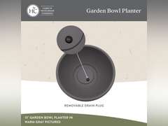 The HC Companies 15.5 Inch Garden Bowl Planter - Shallow Plant Pot with Drainage Plug for Indoor Outdoor Flowers, Herbs, Cottage Stone (2 Pack) 31