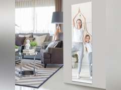Full Length Mirror Tiles, Frameless Glass Wall Mirror 12 Inch x 4 Pieces, Body Mirror, Long Mirror, Gym Mirrors for Home Gym, for Door, Closet, Room, Easy to Install 16