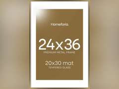 Homeforia 24x36 Picture Frame Bronze, High End Metal 24 x 36 Large Poster Frames with Mat 20 by 30 Photo, 24x36 Brass Frame Matted to 20x30 Print, 36x24 Thin Frames, Tempered Glass, Wall Kit, Set of 1 (see picture) 115